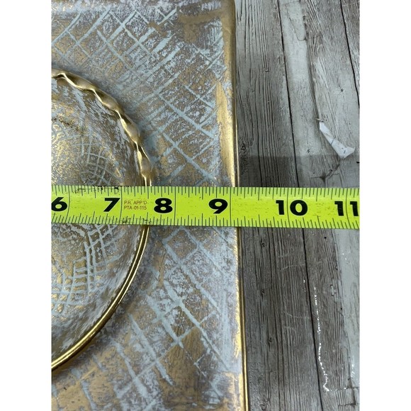 MID CENTURY STANGL POTTERY TRENTON NJ 9" X 9" AQUA & GRANADA GOLD ASHTRAY #3915 - Picture 6 of 8